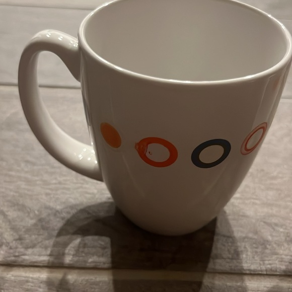 2x Corelle Stoneware "HOT DOTS" Coffee Cup Mugs white multi color dots Retro - Picture 3 of 4